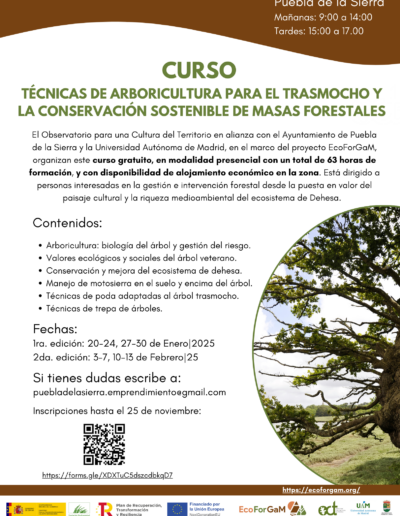 Cartel Curso Arboricultura Puebla de la Sierra