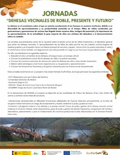 Cartel jornada 1 Dehesas Vecinales Presente y Futuro que se van a celebrar en Burgos